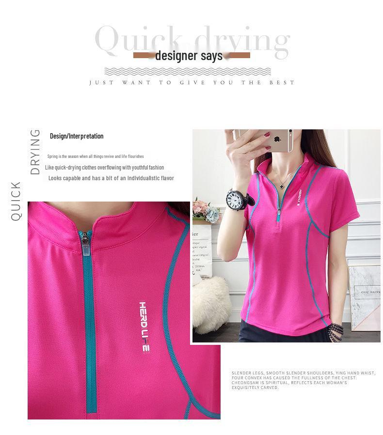 Women's Quick-Dry Spring/Fall Stand-Up Collar Running Shirt - Breathable, Long-Sleeved Sports Casual Tee