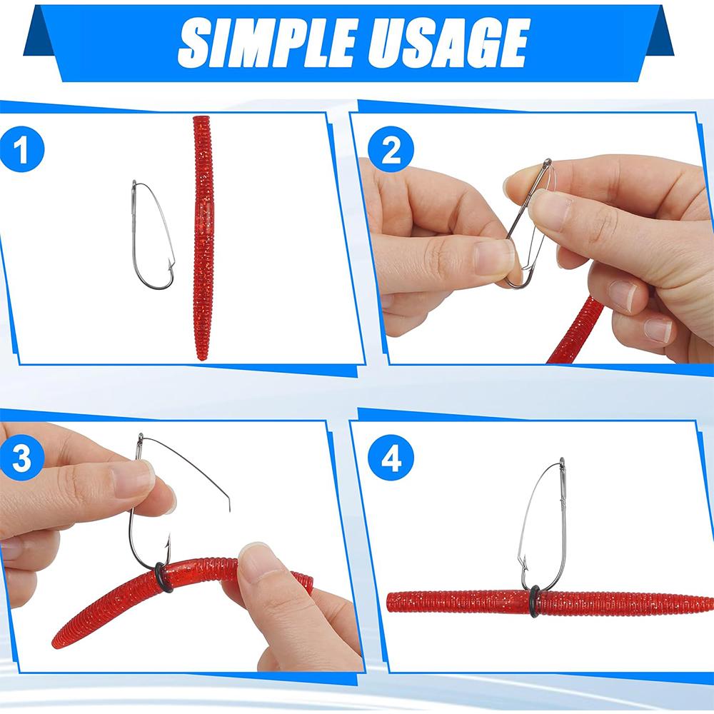 50Pcs Wacky Weedless Hooks Bass Fishing Hooks Wide Gap Wacky Worm Fishing Hook for Wacky Rig Worm Lures Freshwater Saltwater