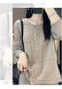 2023 Women's Pure Wool Round Neck Hollow Out Jacquard Knit Cardigan - 100% Cashmere, Loose Fit