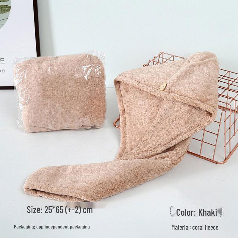 Ultra-Soft Coral Fleece Double Layer Hair Drying Cap for Women - Thick, No-Shed Bath Wrap