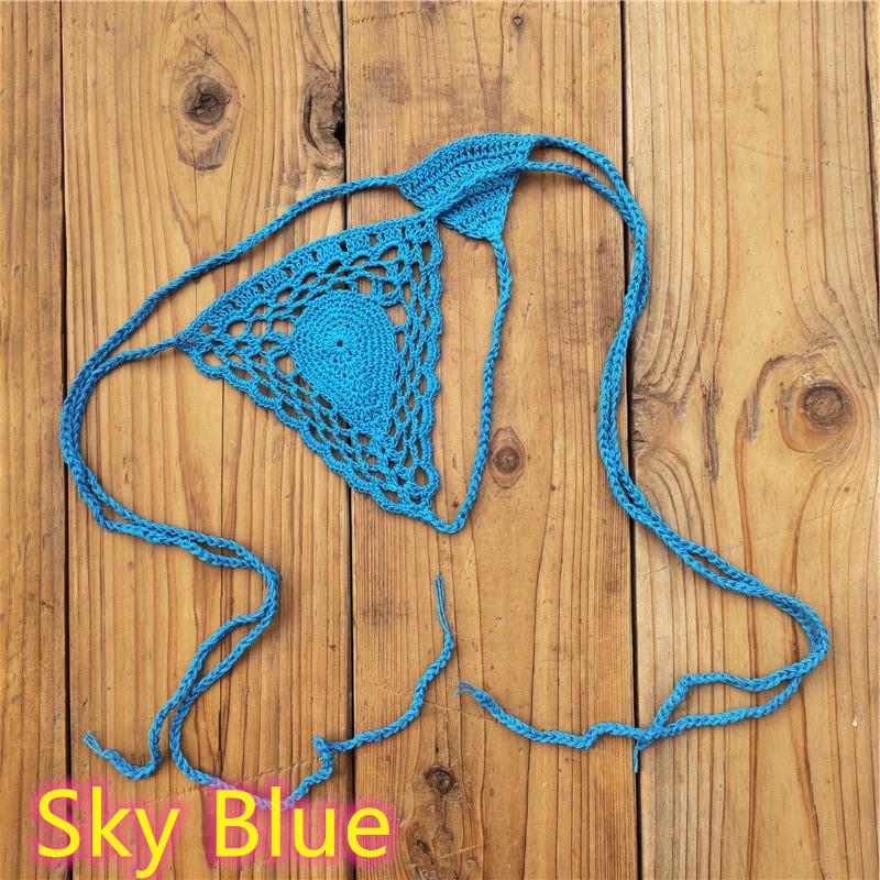 Handmade Crochet Bikini Micro Briefs, 13 Colors - Sexy European American Style, All-Cotton Mini Swim Briefs.