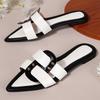 Fashion 2025 Summer New Flat Slippers Women Sexy Pointed Toe Open Toe Slide Sandals Light Cozy Non-slip Beach Shoes Sandalias De Mujer