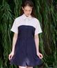 Bye Bye Seop Bustier Layered Mini Dress Navy [T42]