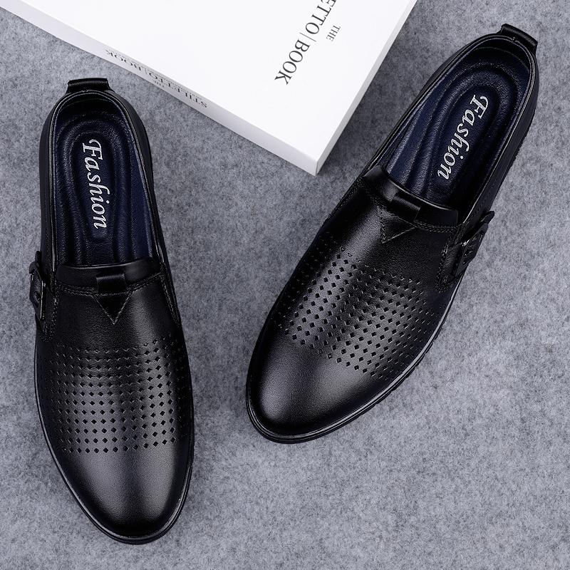 Mens Casual Genuine Leather Shoes Soft Slip on Loafers Non Slip Breathable Driving Flats Spring Walking Business Shoes Mocassin