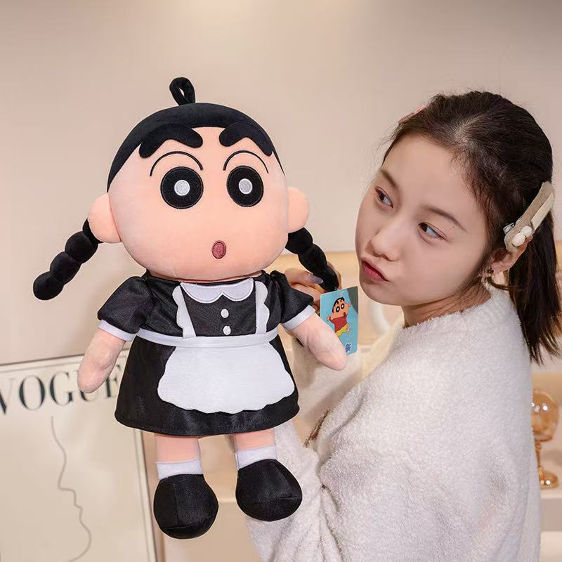 Latest Funny Crayon Shin Chan Maid Doll Stuffed Plush Toy, Cartoon Anime Cute Children's Birthday Gift, Fun Doll