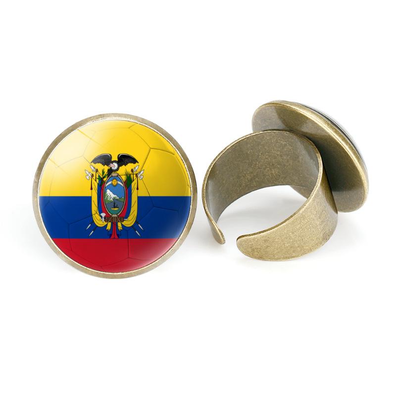 

Модное кольцо из металла с покрытием Кубок мира 2022 с регулируемым футбольным узором Ecuador