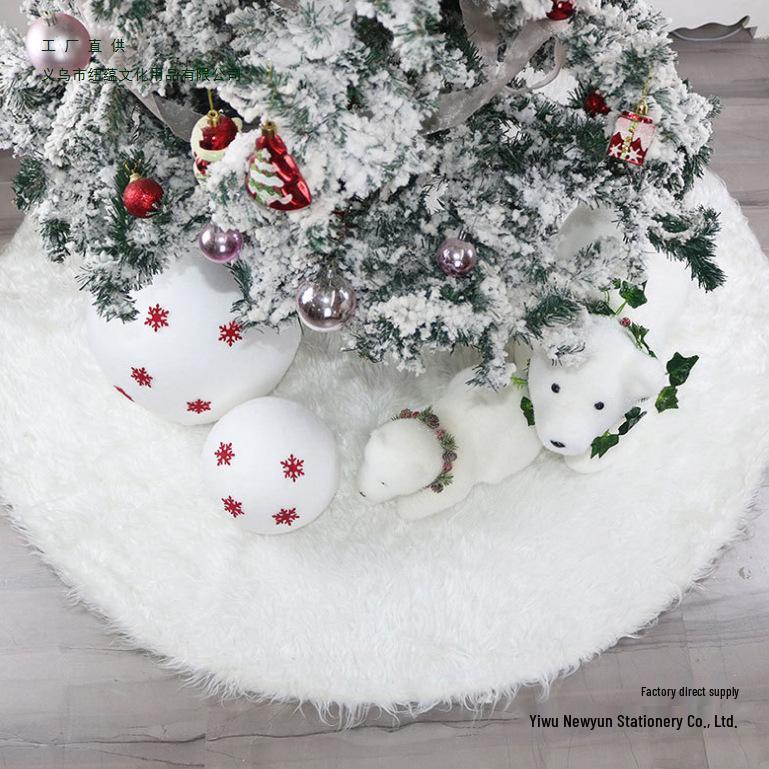 White Plush & Gold Sequin Christmas Tree Skirt 90/122cm