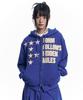 Easy No Easy Star Lettering Patch Zip-Up Hoodie - Blue