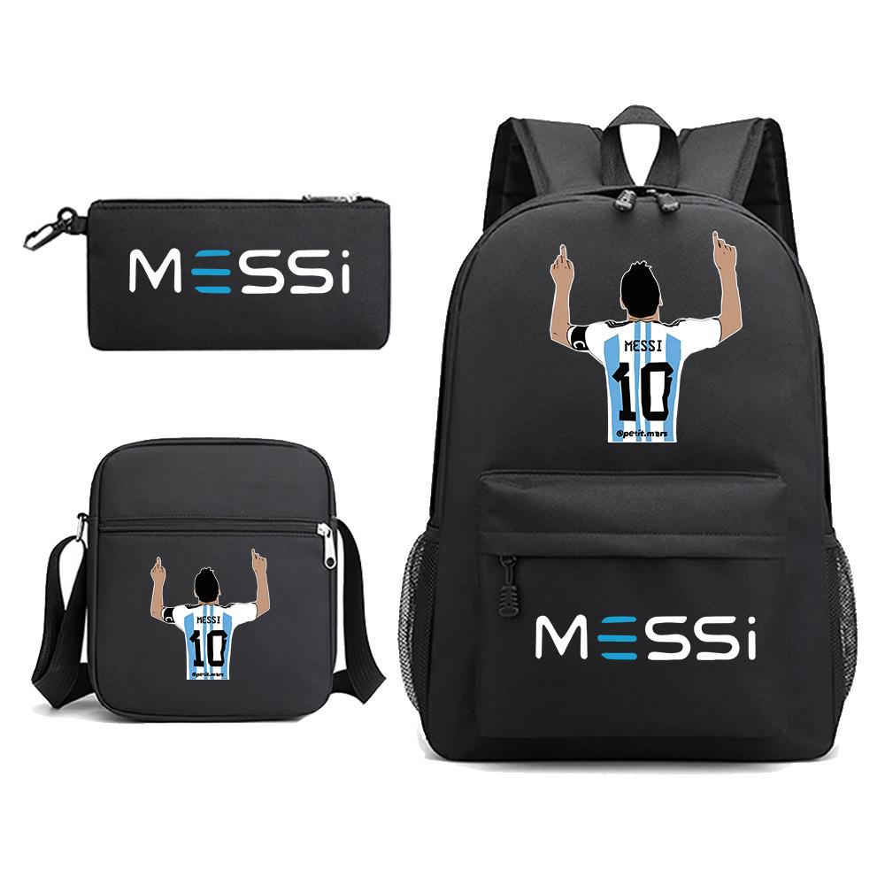 Football Star Themed Backpack Children Student Bookbag Shoulder Bag Pencil Case Large Capacity