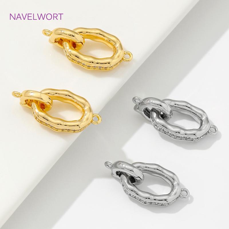 Fasteners For Bracelets Lock 18K Gold Plated Brass Inlaid Zircon Pearl Clasps Connector For Jewelry Making,Supplies For Jewelry