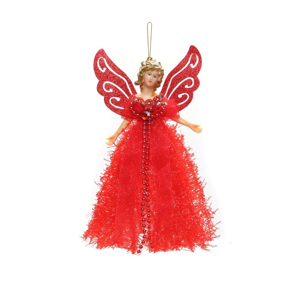 Glitter Christmas Angel Pendant with Shining Wings Hanging Angel Doll  New Year