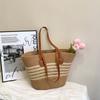 New Clash of Colours Summer Versatile Commuter Ladies Woven Tote Bag Simple Large-capacity Straw Bucket Bag