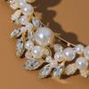 Alloy Hairband with Intricate Leaf Design Rhinestones Pearls Delicate Headpiece Suitable for Sensitive Scalp Wear