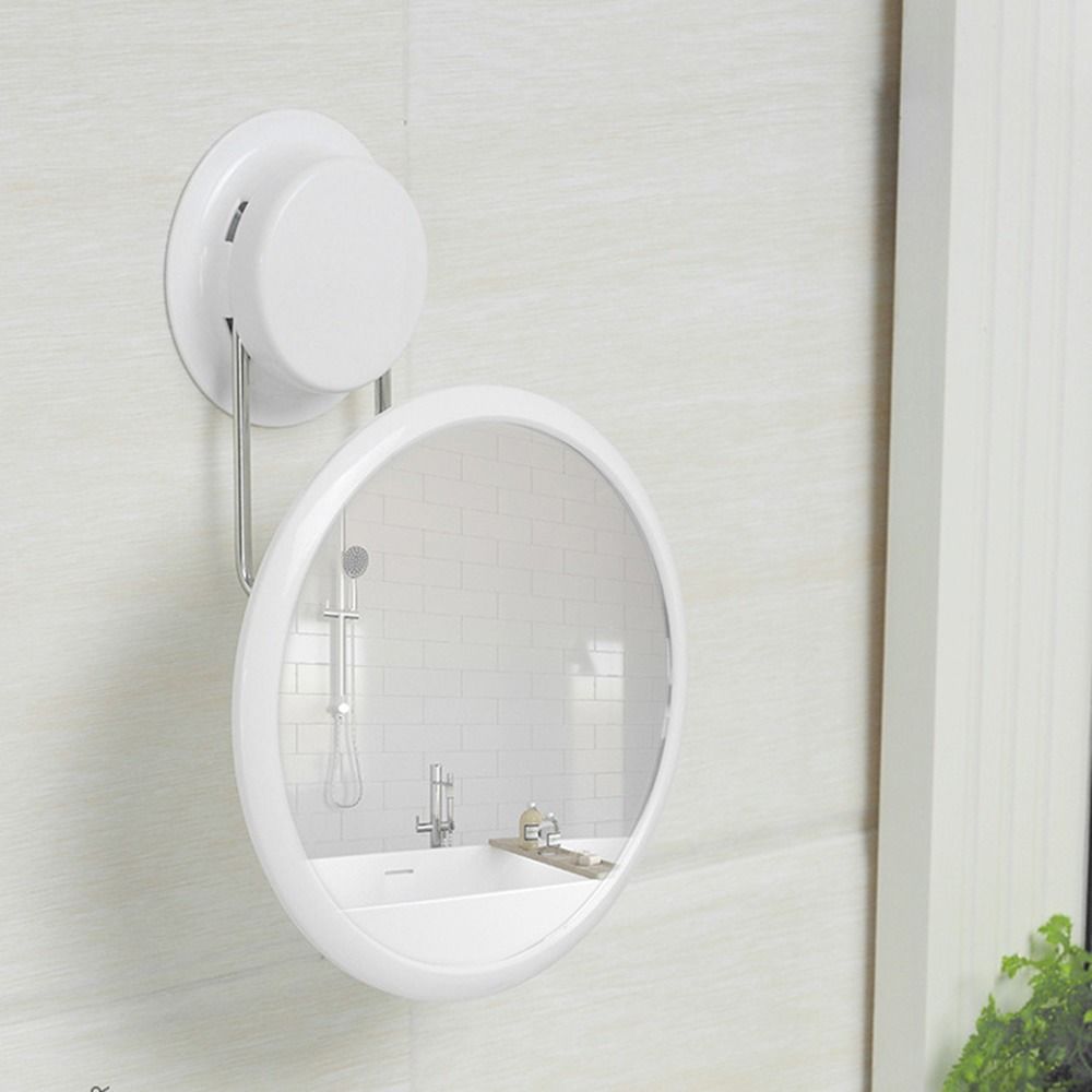 360 Degree Rotation Suction Cup Makeup Mirror Adjustable Waterproof Hanging Round Mirror Reusable Clear Image