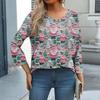 Women's Casual Fashionable Sexy Comfortable V-Neck Christmas Three-Quarter Sleeve Top