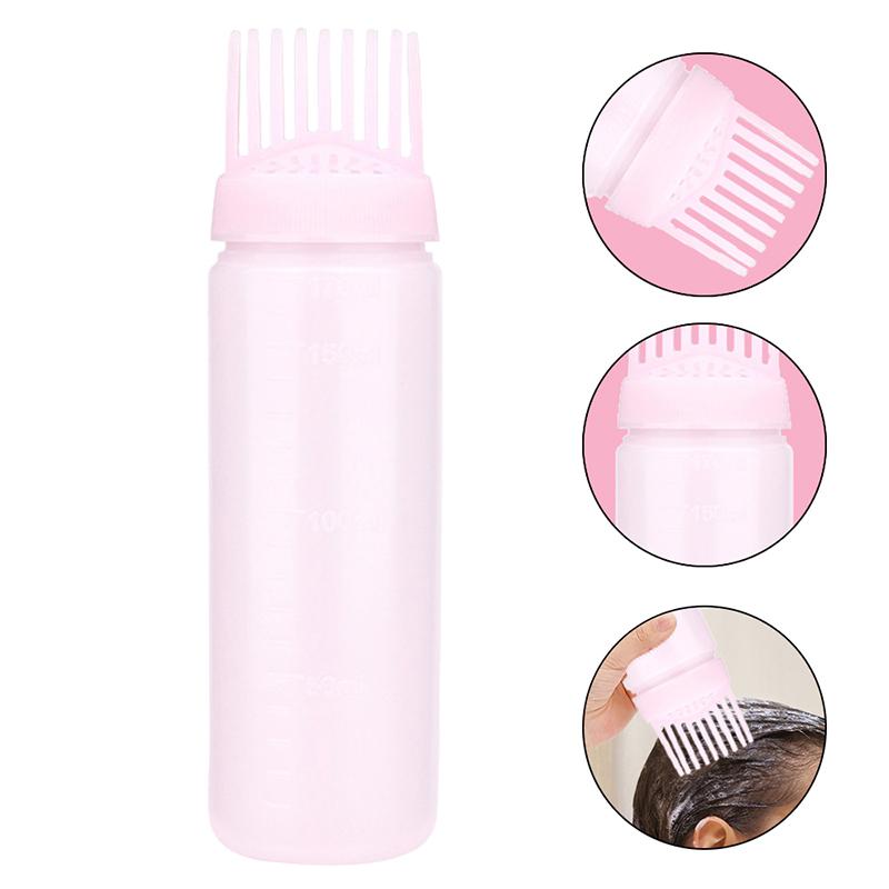 Shampoo Brush Empty Hair Shampoo Bottle With Comb Teeth Salon Treatment Oil Perm Dye Bottle Color Plastic Dry Cleaning Bottle
