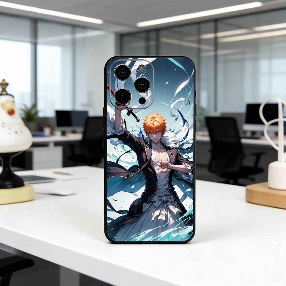 I-Ichigo B-B-BLEA-CH K-Kurosaki  Phone Case For iPhone 17,16,15,14,13,12,11 Plus,Pro Max,XS,Soft Silicone Black Cover