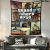 Grand Theft Auto Wandteppich Ästhetischer Wandbehang Bedruckter Stoffdecke Dekorative Wandteppiche für Schlafzimmer Wohnzimmer Heimdekoration
