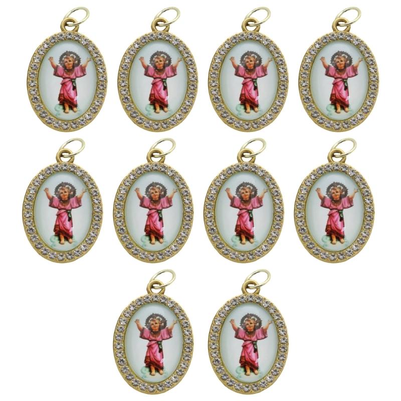 10Pcs Oval Shaped Figure Metal Rhinestones Pendant Charm for Chokers Necklaces Keychains DIY Jewelry Making