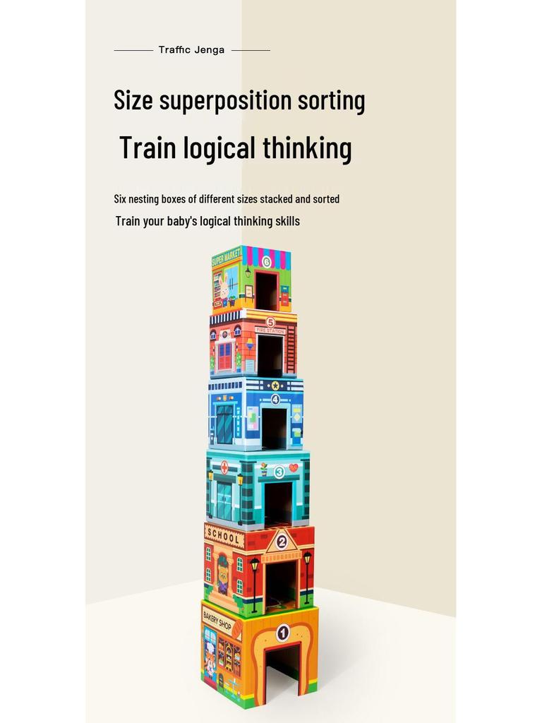 Lern-Verkehrsstapelspielzeug-Set für Kinder: Holzfahrzeuge für frühes Lernen