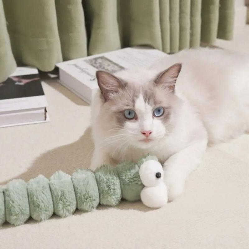 Caterpillar Design Interactive Cat Chew Toys Self-Entertainment Cat Kick Toy Soft Durable Catnip Toy for Boredom Relief