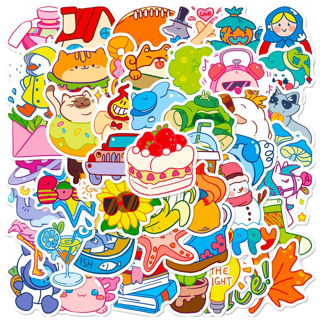 50-300 Cartoon Cute Children's Animals Doodle Stickers Stationery Stickers