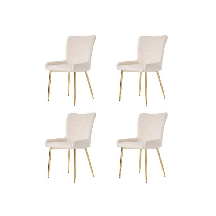 Chaises de salle à manger - MUVOE - Lot de 4 - Velours beige - Confortable - Design contemporain