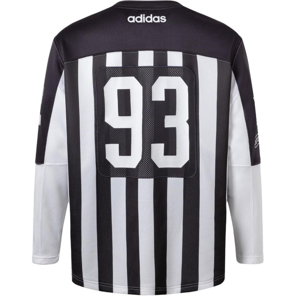 Adidas Originals Adilenium Ss24 Team 93 Jersey Fashion Long Sleeve Crew Neck Retro Football Shirt Men Tops Black White JM4943