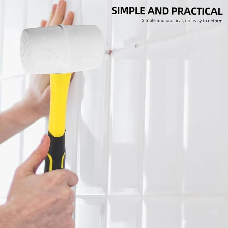 White Rubber Mallets With Fiberglass Handle High Density Nonslip Grip 5kg Impact Force For Woodworking And DIY Projects