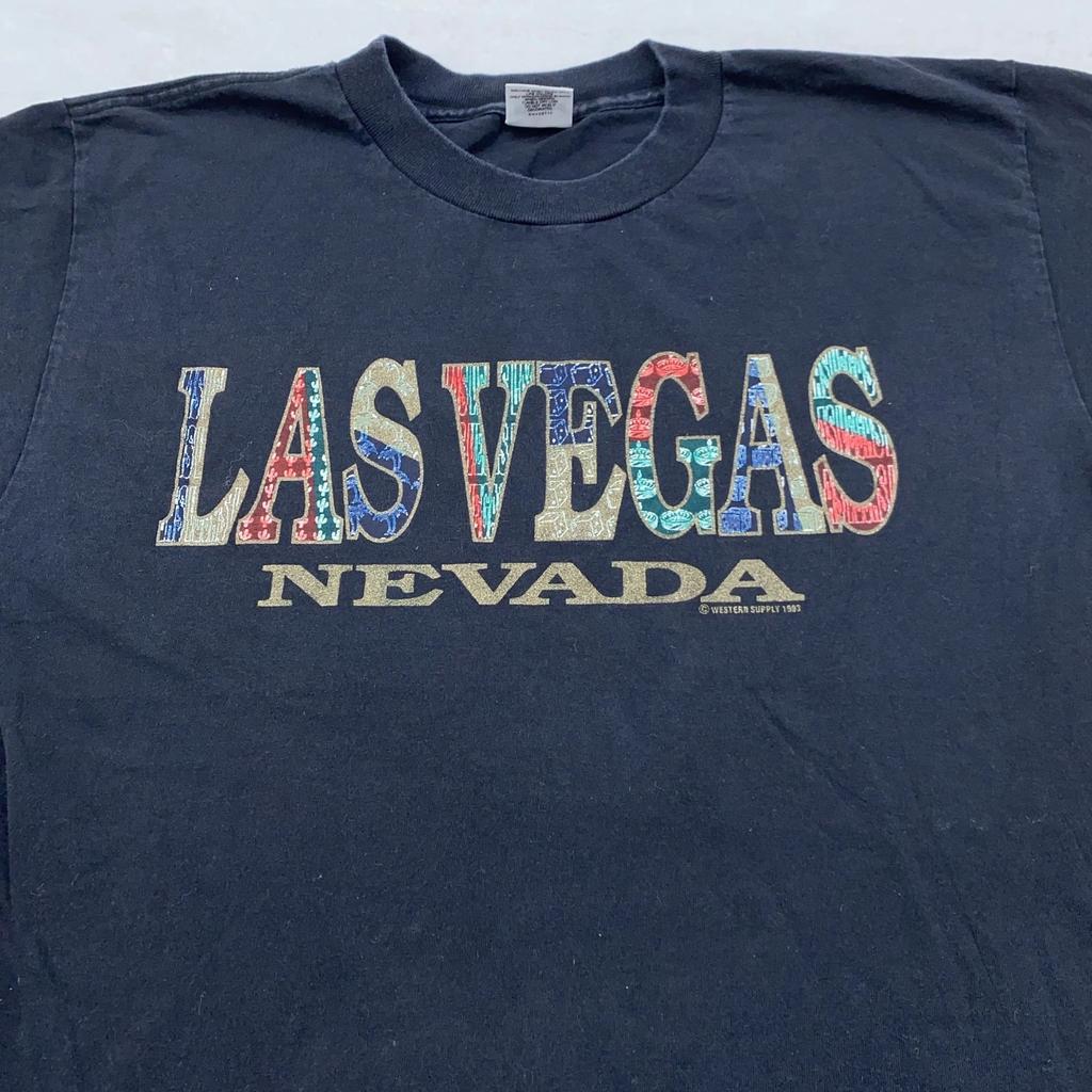 Vintage Las Vegas Shirt Mens Large Black Nevada Souvenir Tee Murina Made USA 90s
