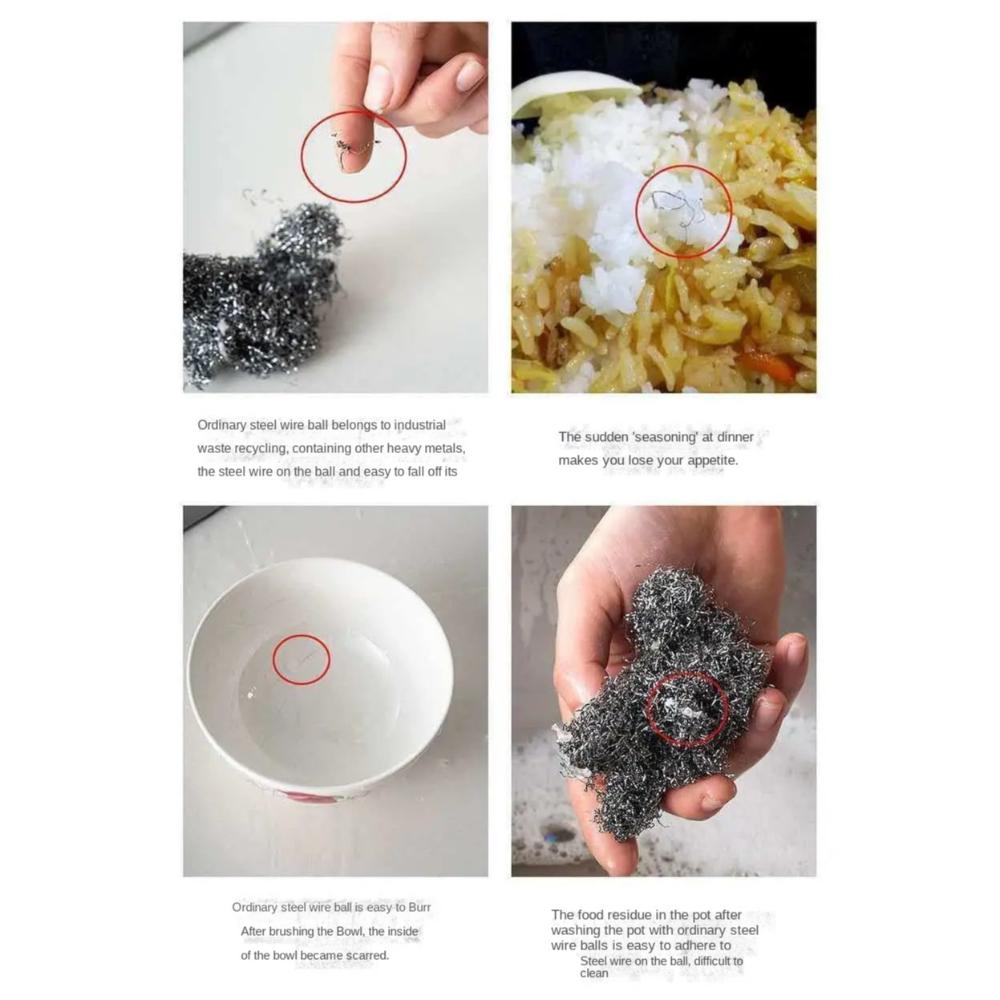 Reusable Kitchen Cleaning Ring Net 316 Stainless Steel Washing Net  Cleaning Brush
