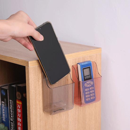 1 Sada PP Praktický Úložný Držák Nástěnný Bez Vrtání Otvor pro Nabíjení Stojan na Organizér Telefonu pro Domácnost