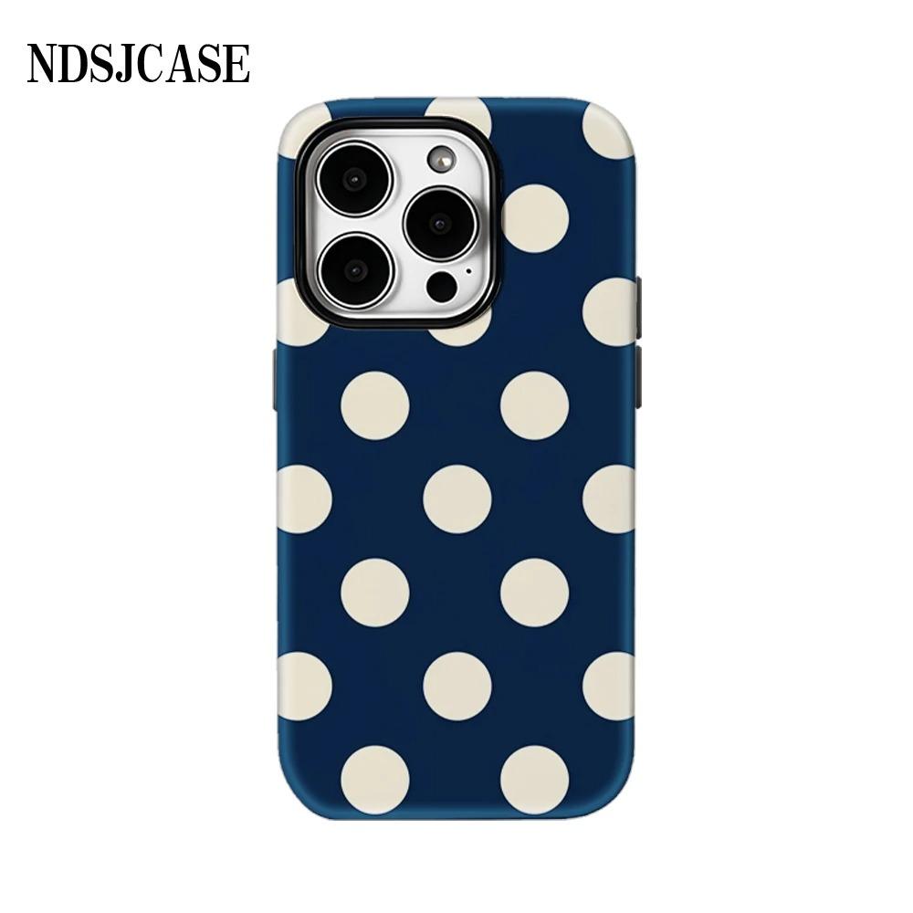 

Темно-синий чехол для телефона в горошек для iPhone 17 16 15 14 13 12 11 X XS XR XSMAX 8 Air Pro Max Plus Роскошная двуслойная задняя крышка iPhone 17 Pro