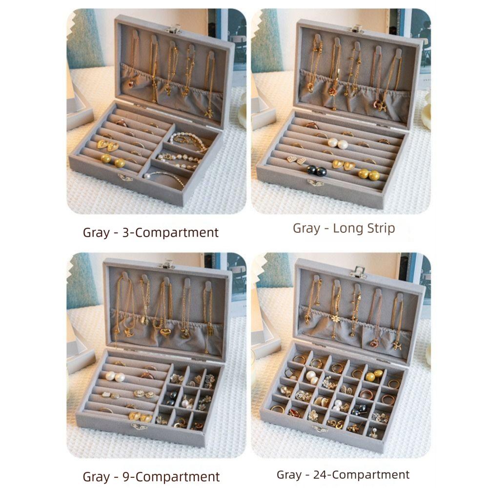 Dustproof Jewelry Storage Box Flip Lid Divided Necklace Tray  Classification