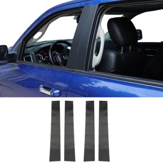 Real Carbon Fiber Window Center Pillar Sticker Trim Decal For Dodge RAM 2010-17