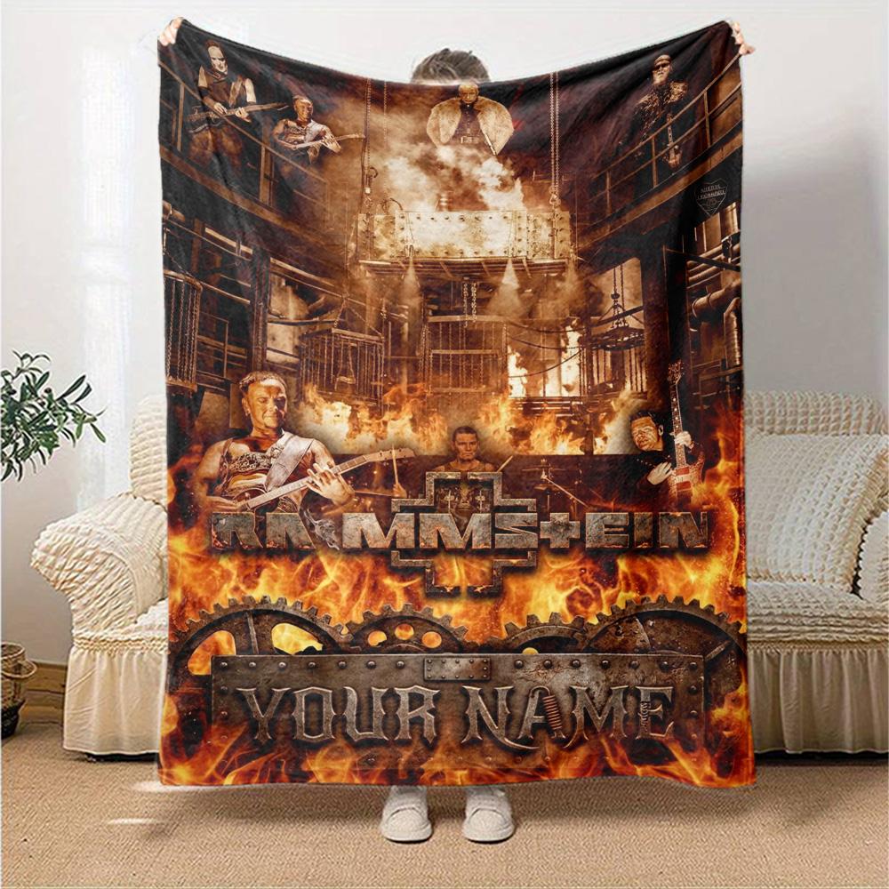 Name Custom Electronic Metal Band Print Flannel Blanket High Quality Warm Comfortable Cover for All Seasons Perfect for Gifts Home Decor