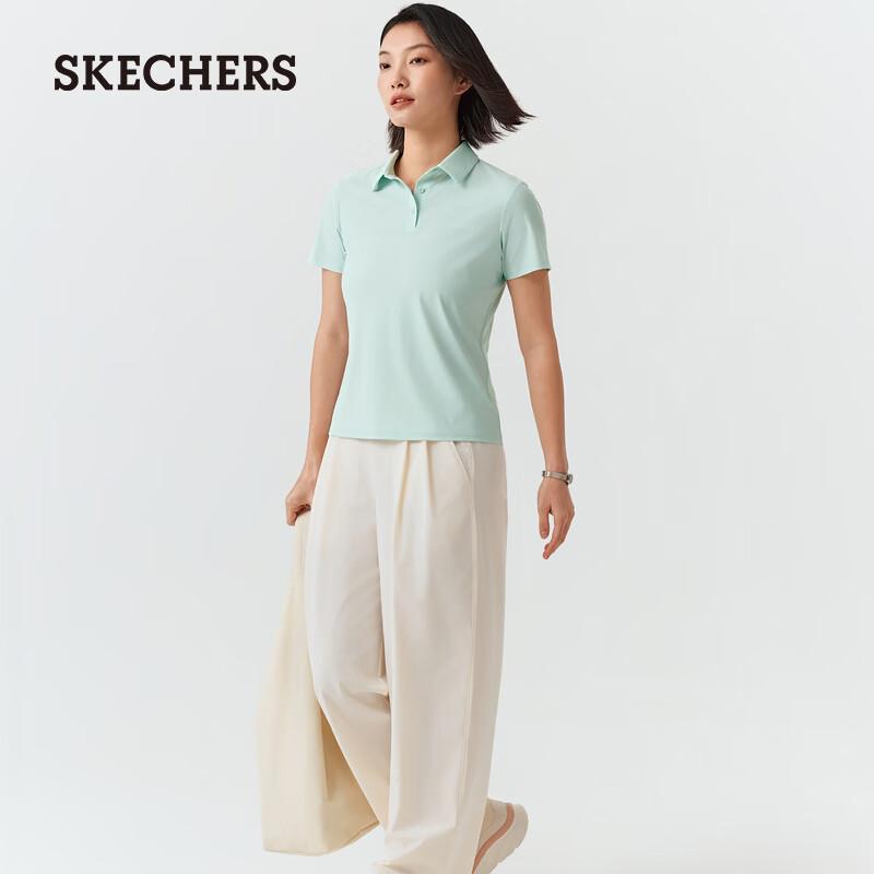 Женская охлаждающая облегающая футболка-поло с защитой от УФ Skechers P226W111 XL светло-синий