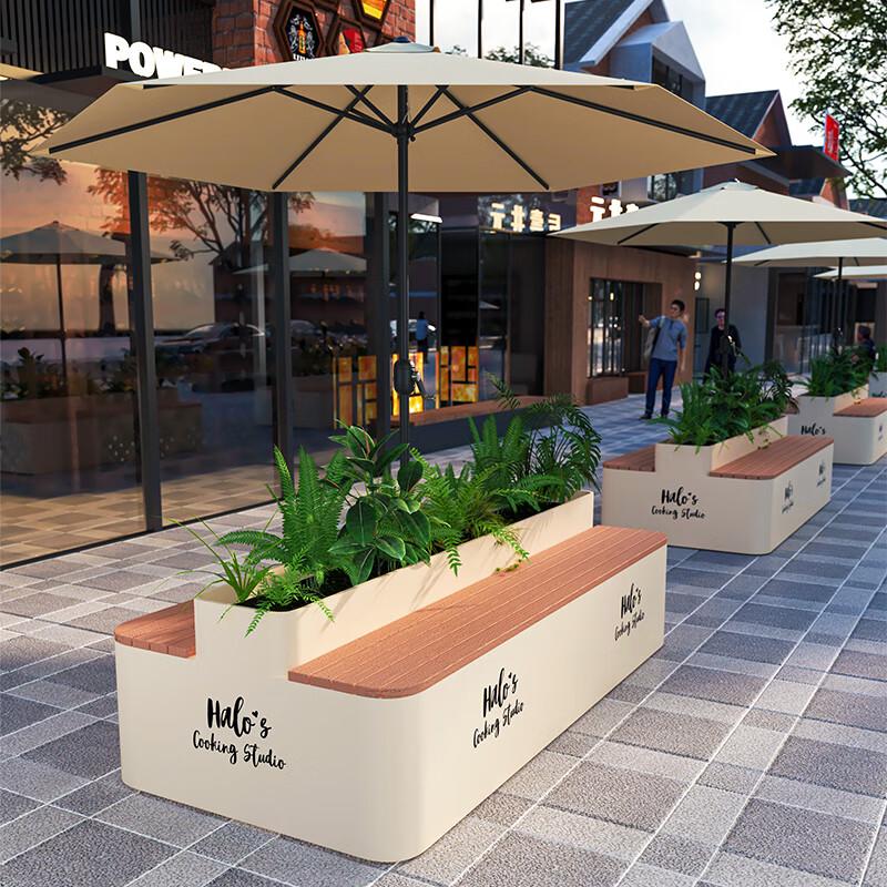 Outdoor Stainless Steel Bench Planter with Divider