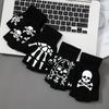 1 Pair New Kids Halloween Skeleton Skull Half Finger Luminous Punk Gloves Winter Skull Fingerless Black Mitten