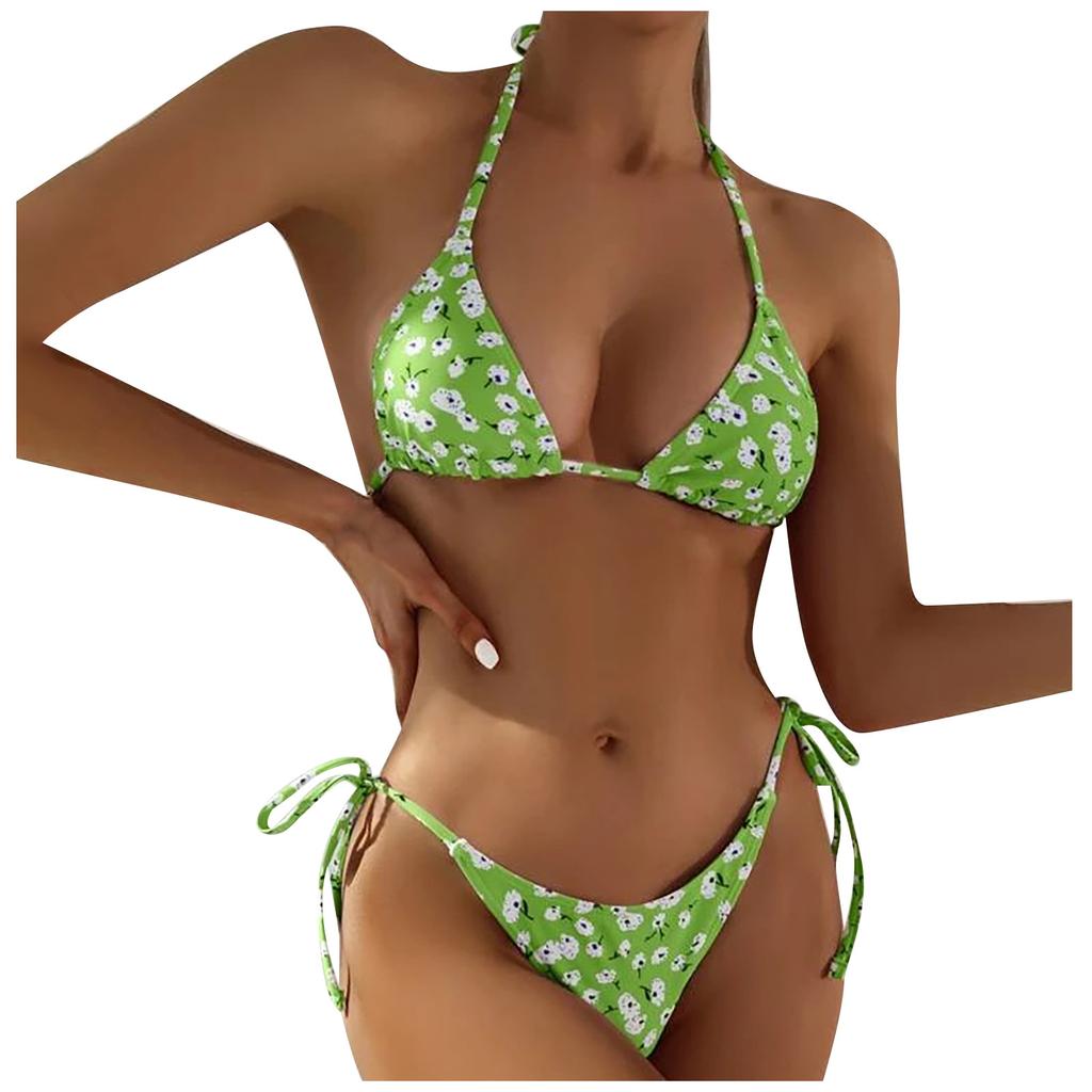 Fashion Women Printed Split Swimsuit Casual Sling Bikini Sexy Swimsuit Swimsuit