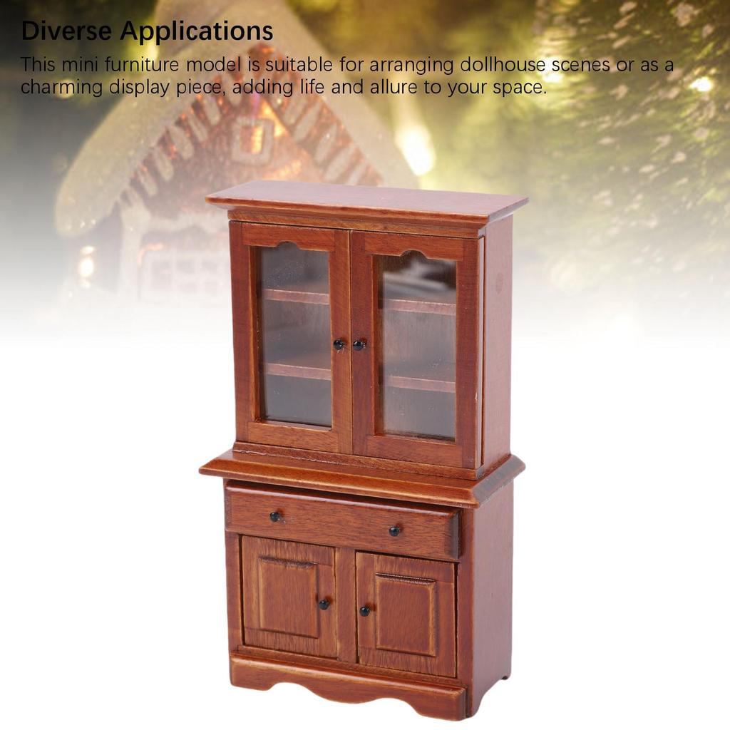 1:12 Dollhouse Cabinet Wooden Multifunctional Decorative Doll House Furniture Photo Prop