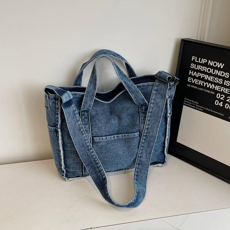 Fashiable Denim Bag Retro Simple Handbag Korean Niche Design Shoulder Bags New Large Capacity Tote Bag Versatile Commuter Bags