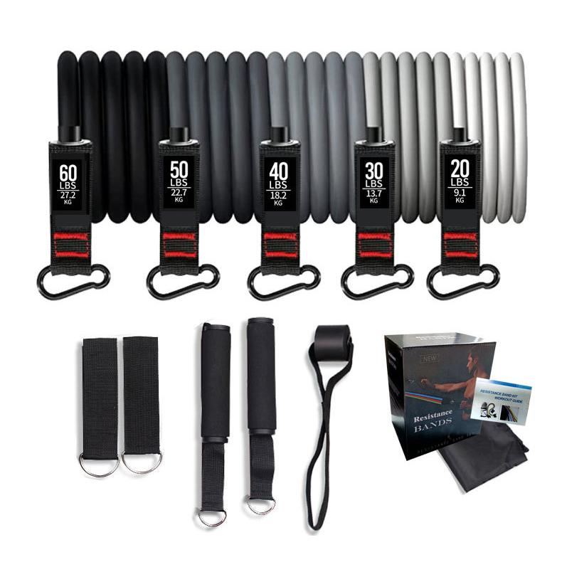Five-tube Tension Rope Men Fitness Equipment Home 11-piece Set Muscle Elastic Tube Training Resistance Bands 1200mm серый