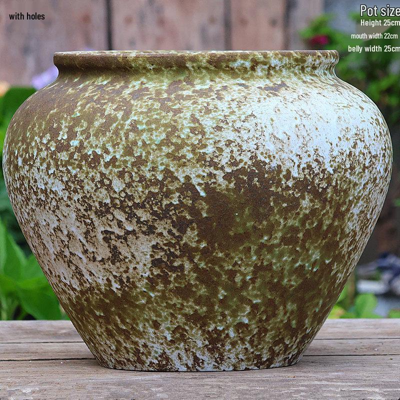 Large Retro Handmade Ceramic Planter for Succulents and Bougainvillea - Aged Coarse Pottery for Hotel and B&B Decor.