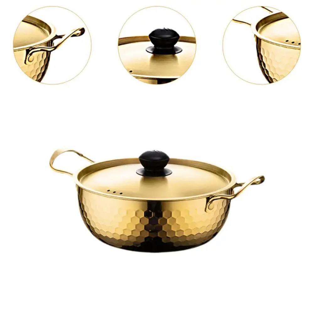 Stainless Steel Korean Ramen Pot Double Handle Milk Pot Cookware Soup Pot Induction Cooker