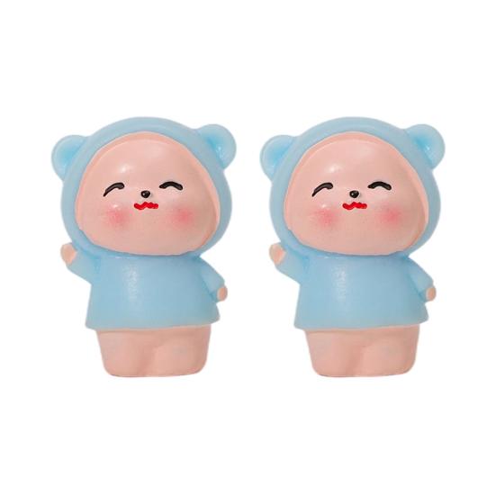 2Pcs Mini Raincoat Bears, Mini Resin Figures, Small Miniature Bear, Cute Tiny Bears Animals Figurines for Fairy Gardens Car Decorations Party Favors синий