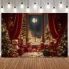 Christmas Photo Backdrop Santa Claus Gifts Xmas Tree Snowflake Full Moon Teddy Bear Photography Backgrounds Photoshoot Supplies4