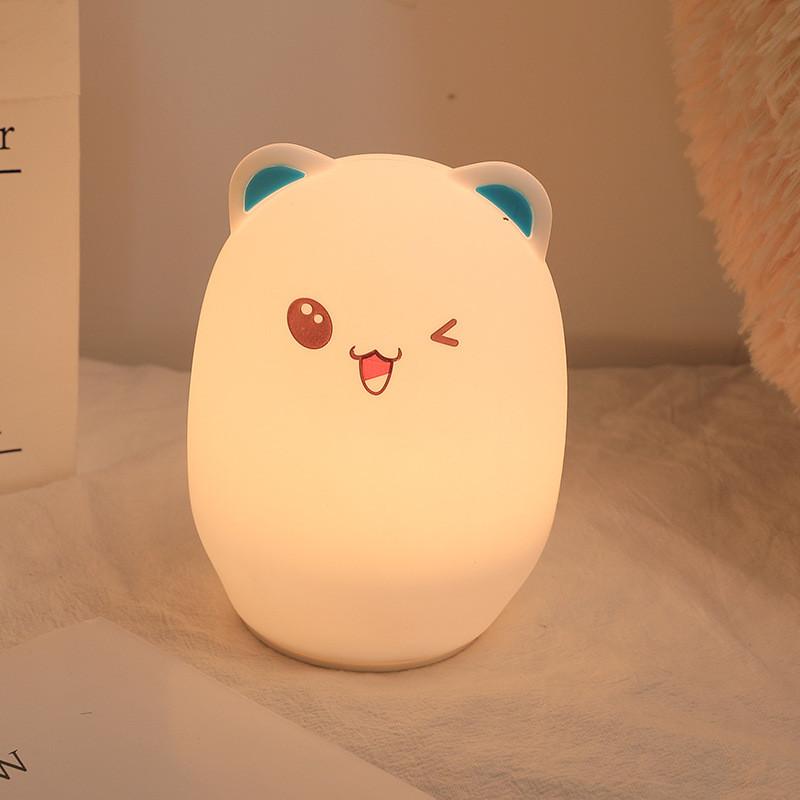 Cat Dinosaur Unicorn Silicone Night Light Mushroom Dog Lamp Kids Room Decor Gift