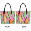  Colorful Floral Printed Canvas Tote Bag Large Casual Daily Handbag for Women Lightweight Reusable Grocery Shopping Shoulder Bag