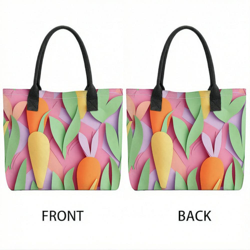 Colorful Floral Printed Canvas Tote Bag Large Casual Daily Handbag for Women Lightweight Reusable Grocery Shopping Shoulder Bag